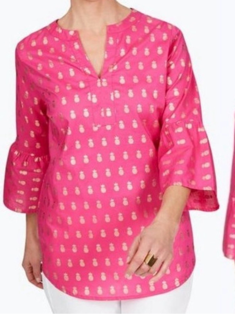 Foxcroft Pink Printed Tunic Top